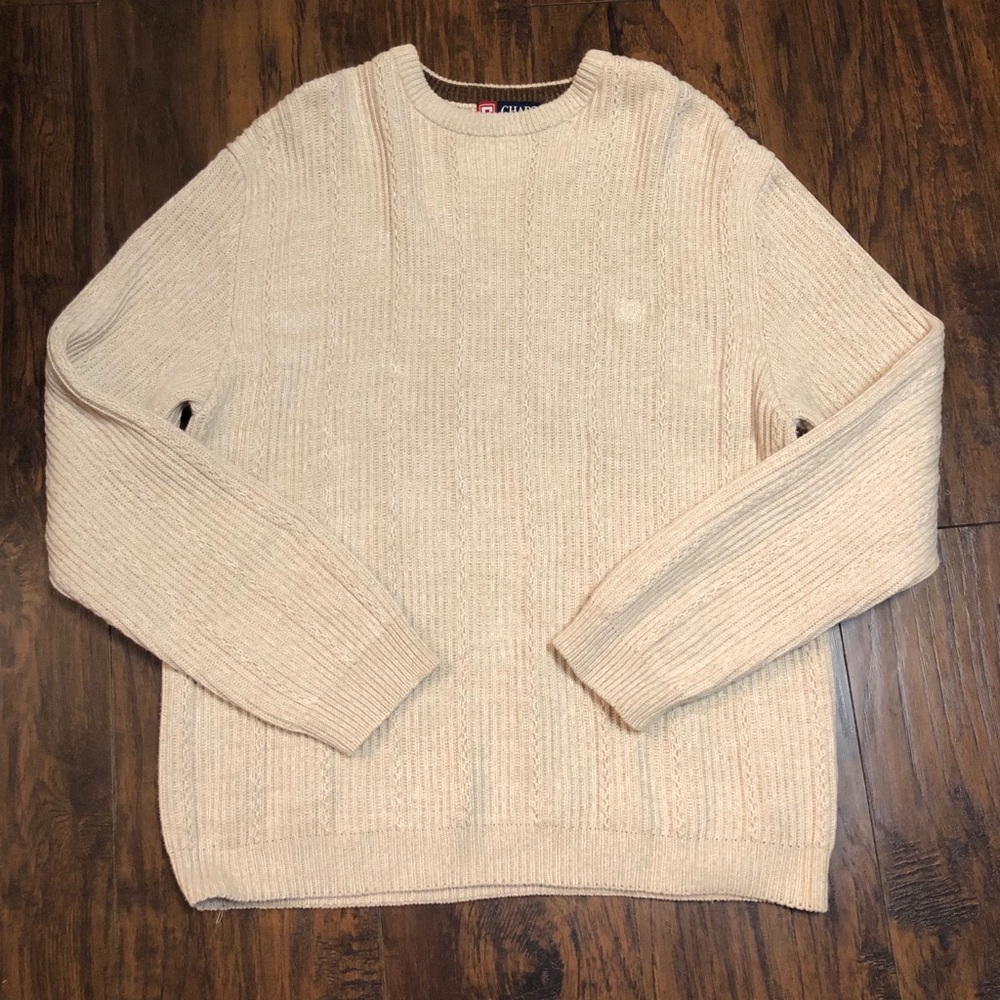 Super Nice Chaps Cream Heavy Knit Sweater Size M